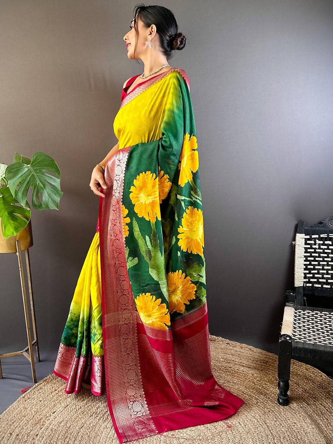 Majestic Zari Blossom Dola Silk Saree by My Store