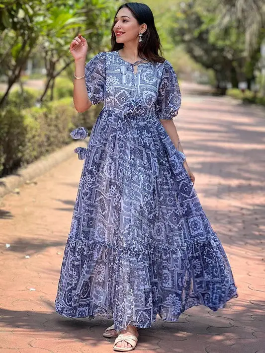 Block Print Three Half Sleeve Dress