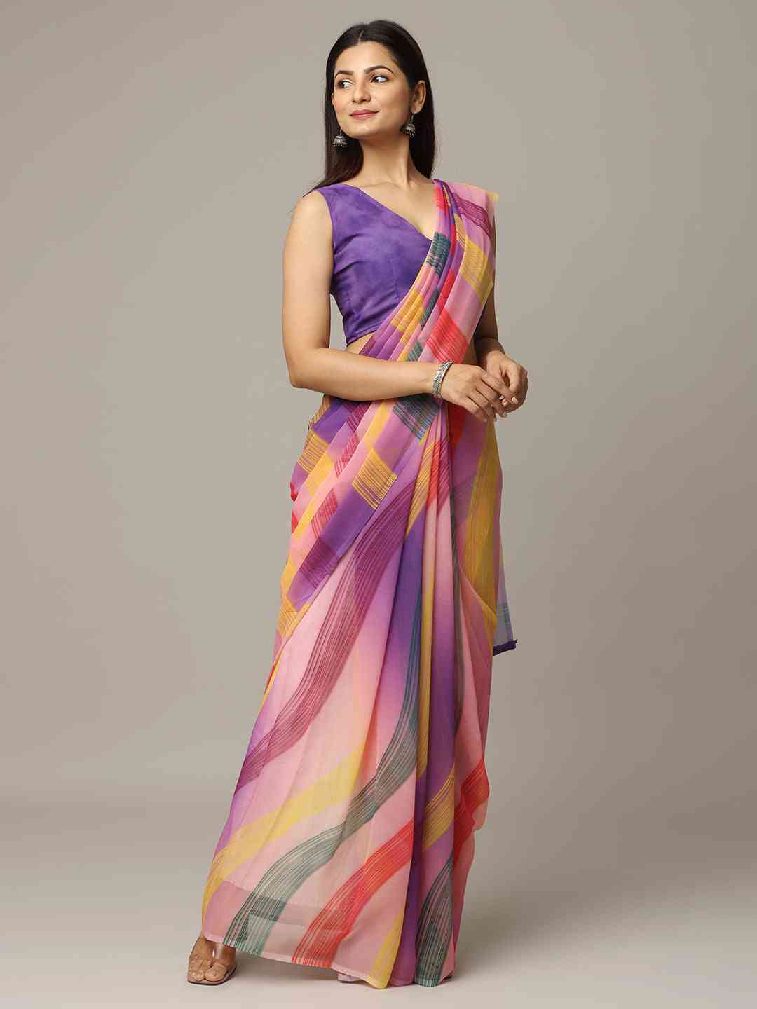 Leheriya Soft Georgette Digital Print Party Wear Saree by My Store