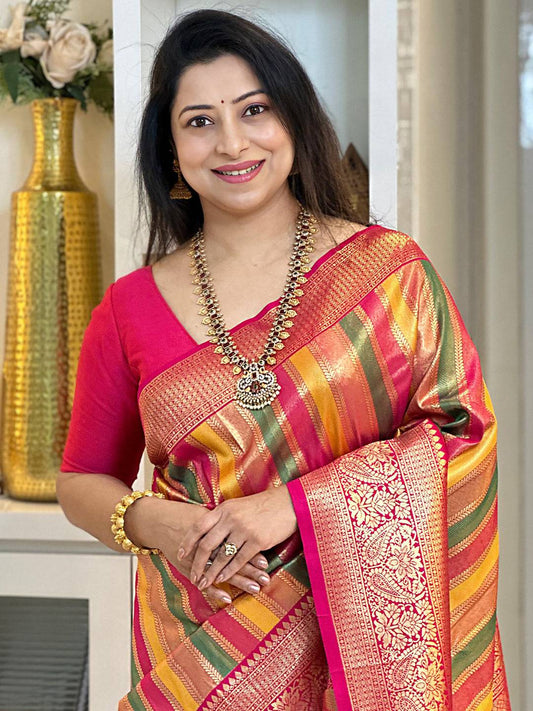 Golden Harmony Banarasi Silk Saree by My Store