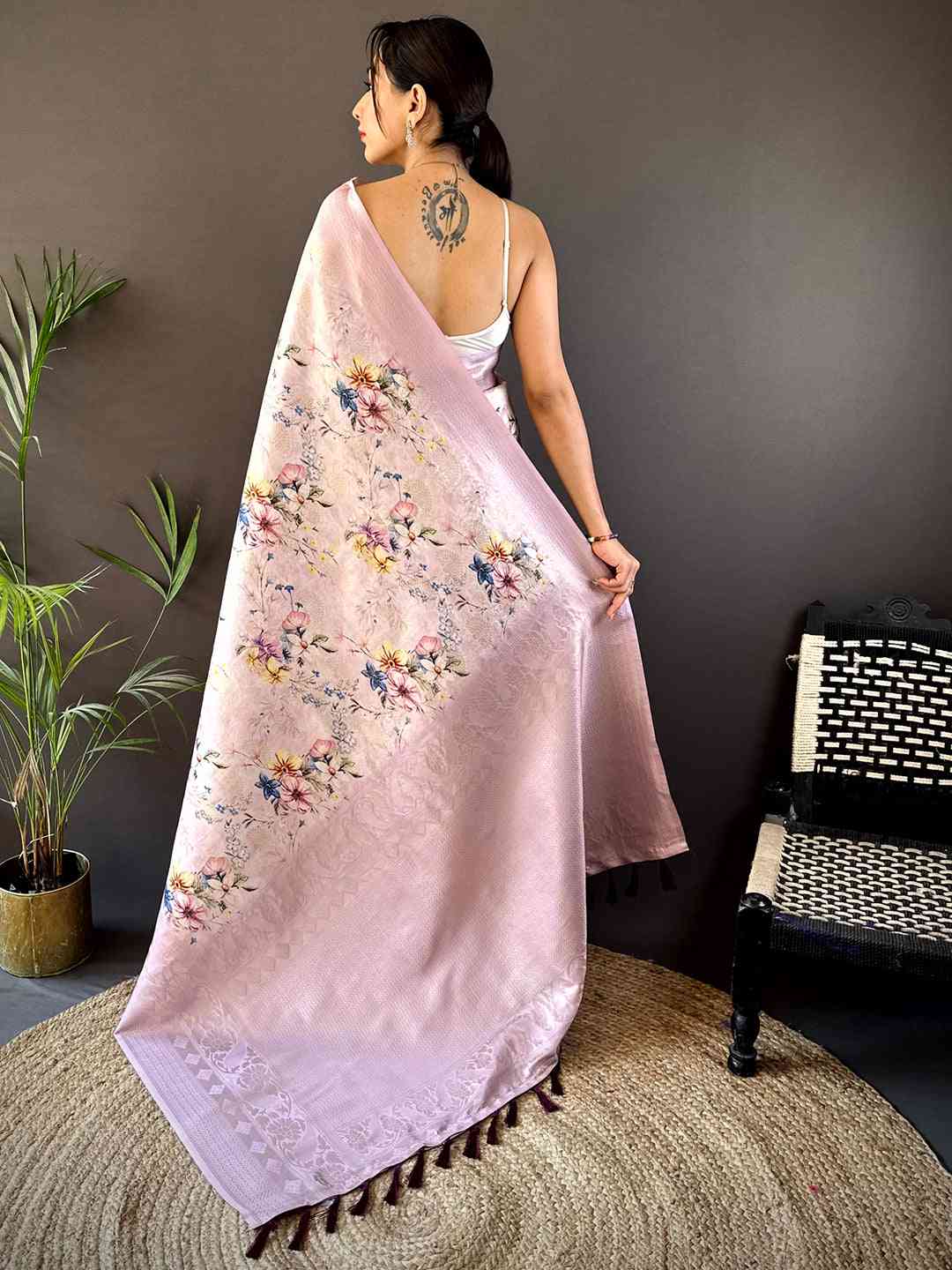 Lavender Kanjivaram Digital Silk Saree by My Store