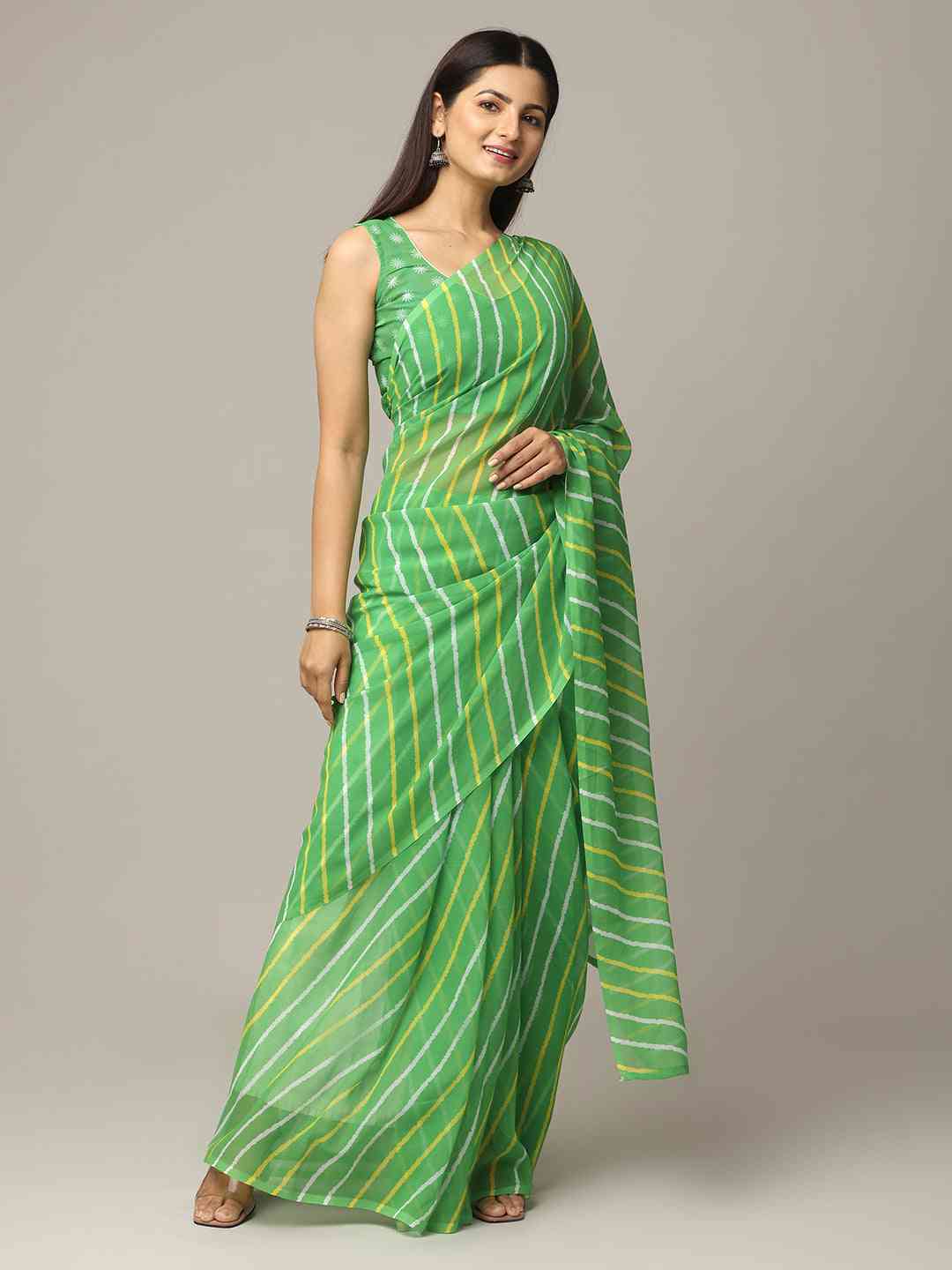 Leheriya Soft Georgette Digital Print Party Wear Saree by My Store