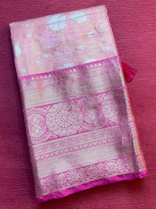 Pink One Gram Gold Tissue Silk Saree by My Store