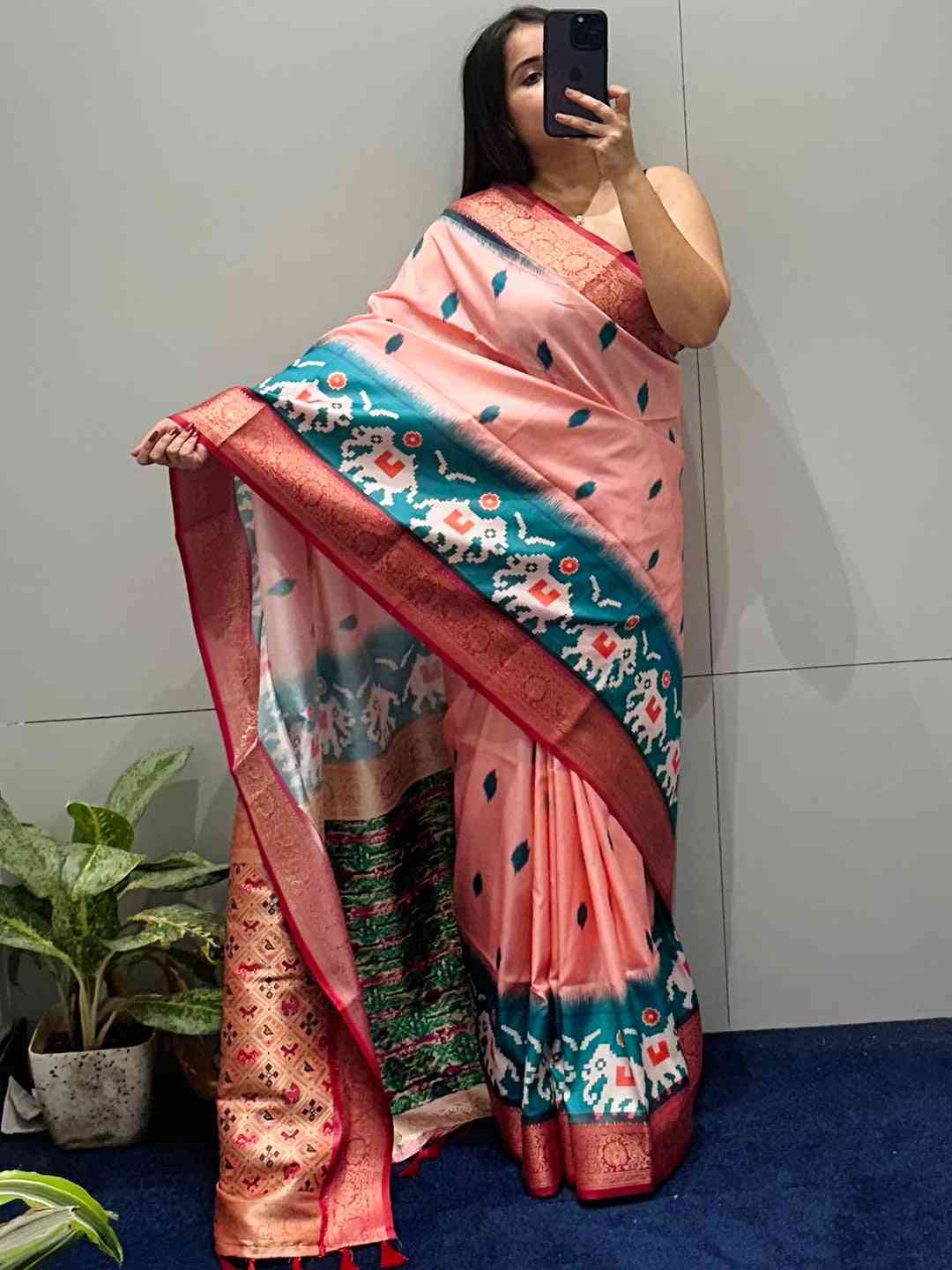 Banarasi Soft Silk Adorns With Zari Patola Pallu Saree
