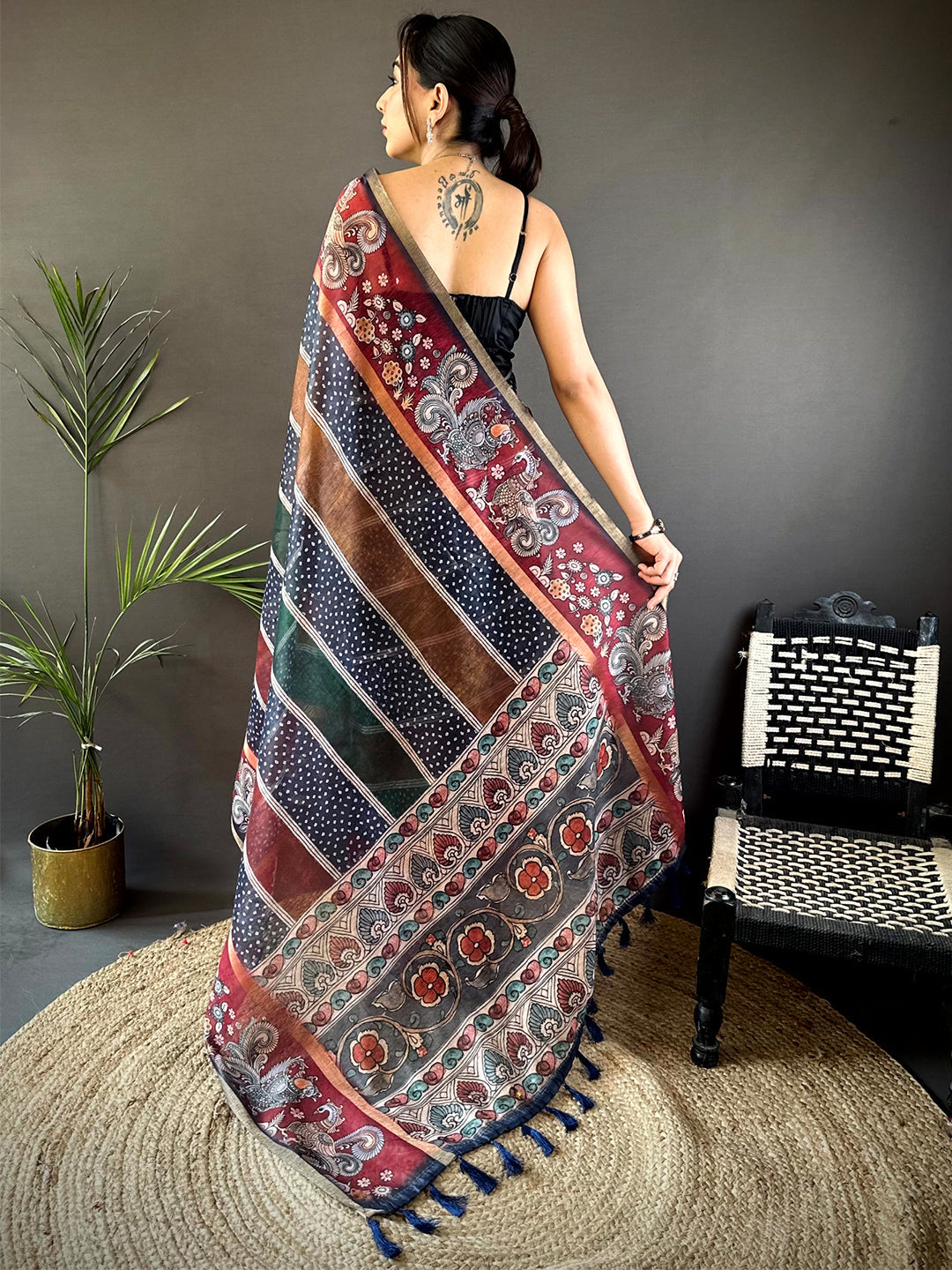 Radiant Soft Chanderi Cotton Bandhej Print Saree by My Store