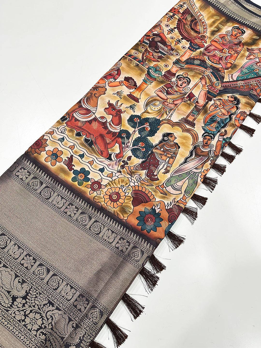 Heritage Bloom Kalamkari Silk Saree
