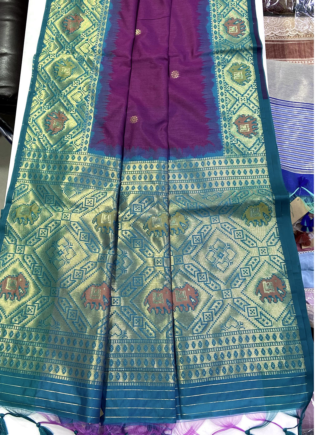 Royal Purple Silk Zari Weaving Saree by My Store