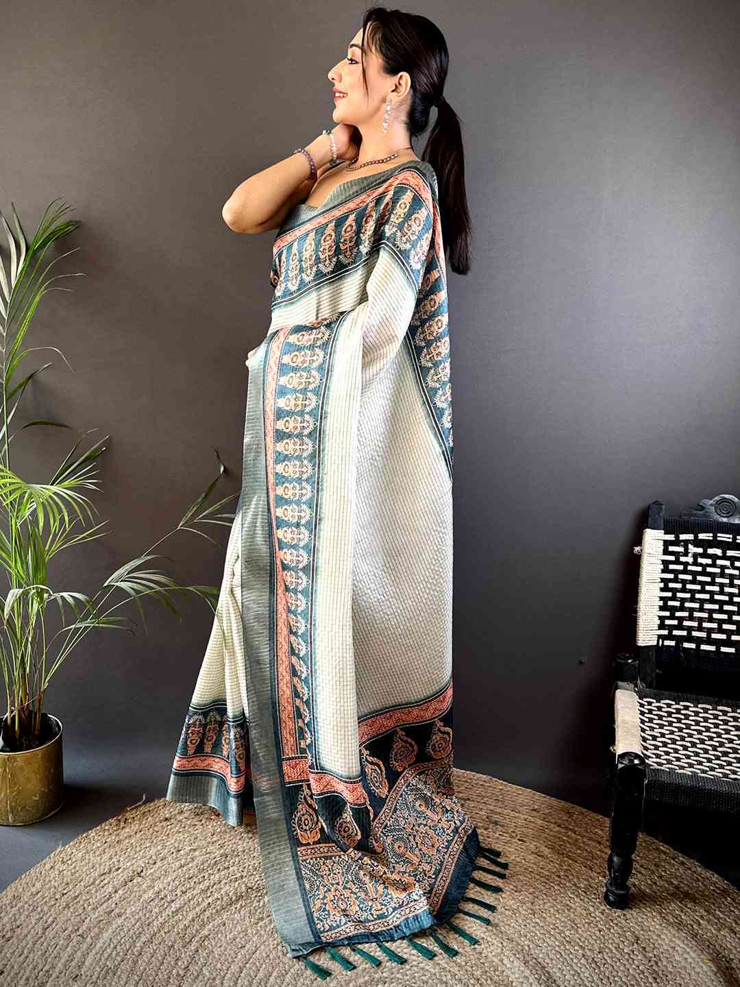Radiant Rama Soft Silk Digital Print Saree by My Store