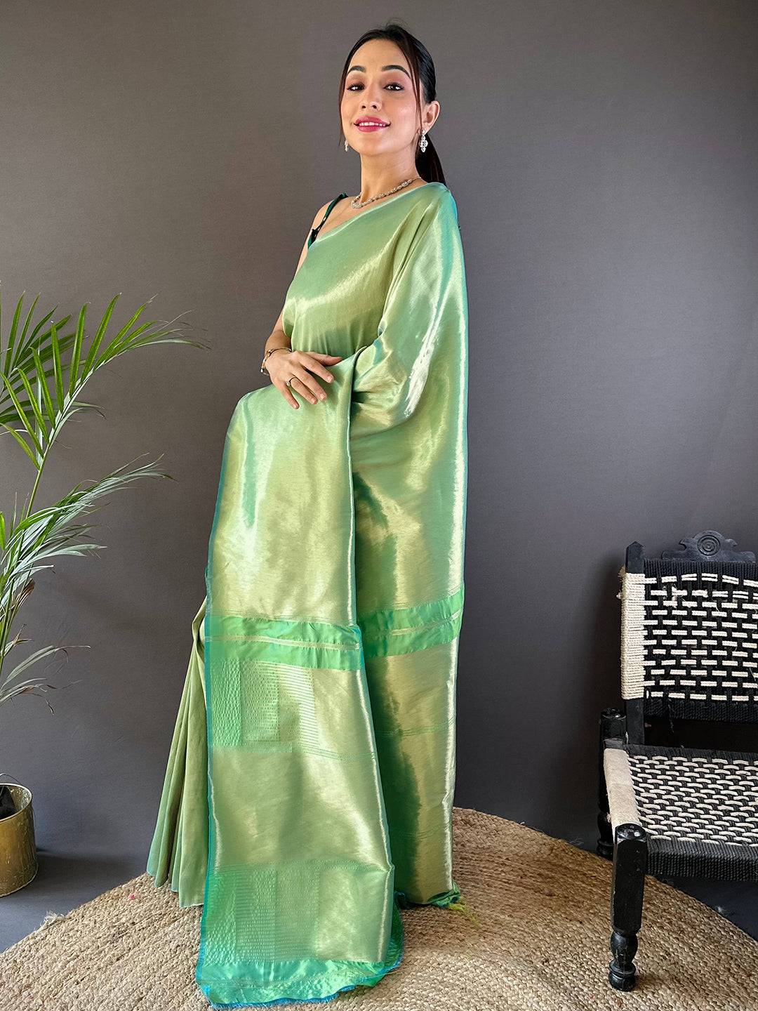 Mint Green Elegance Kanjivaram Saree by My Store