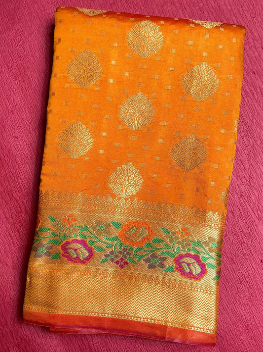 Radiant Yellow Golden Motifs Saree by My Store