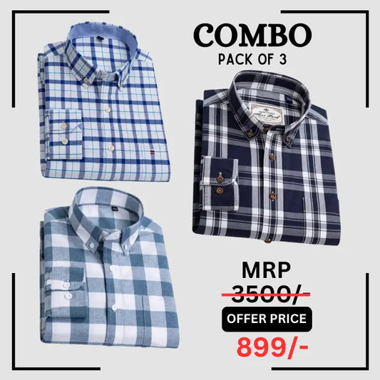 StichButton 100% Anti Wrinkle Imported Cotton Latest Formal Shirts (Combo Pack of 3) The Largest Online Store
