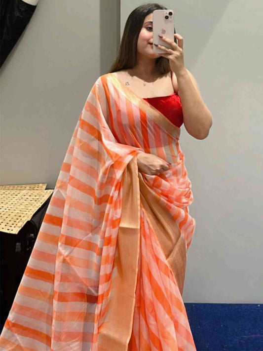 Soft Organza Leheriya Digital Print Party Wear Saree by My Store