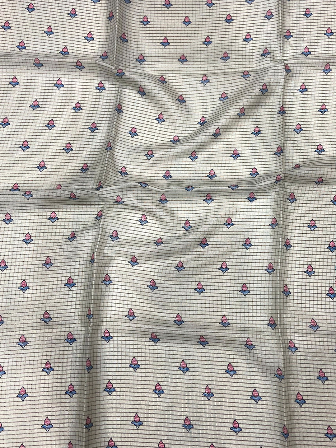 Mint Green Chanderi Madhubani Black Chex Saree by My Store