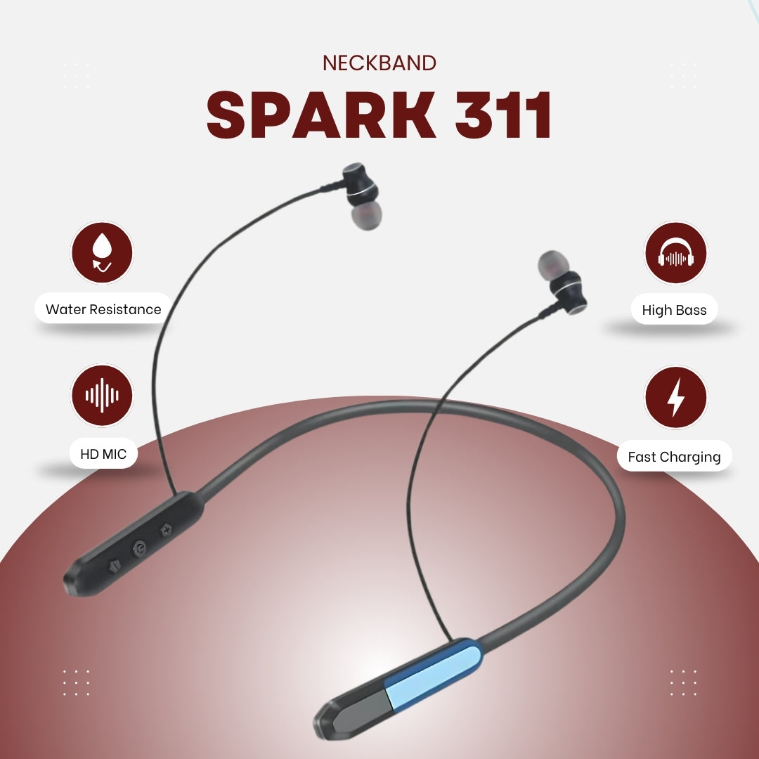 Spark311 Bluetooth Neckband | ENC | 30 Hr  | IPX Water Resistant