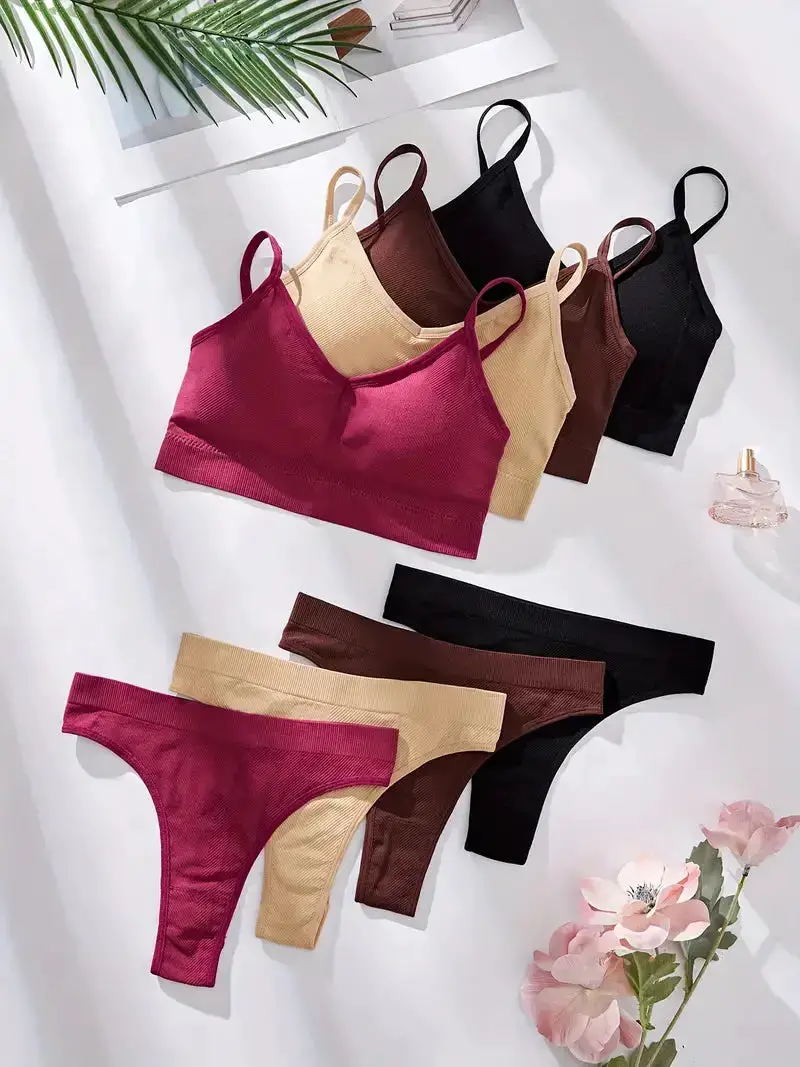 Women's Lightly Padded Wire Free Bra Panty Lingerie Set for Girl's Combo (Pack of 4) - My Store