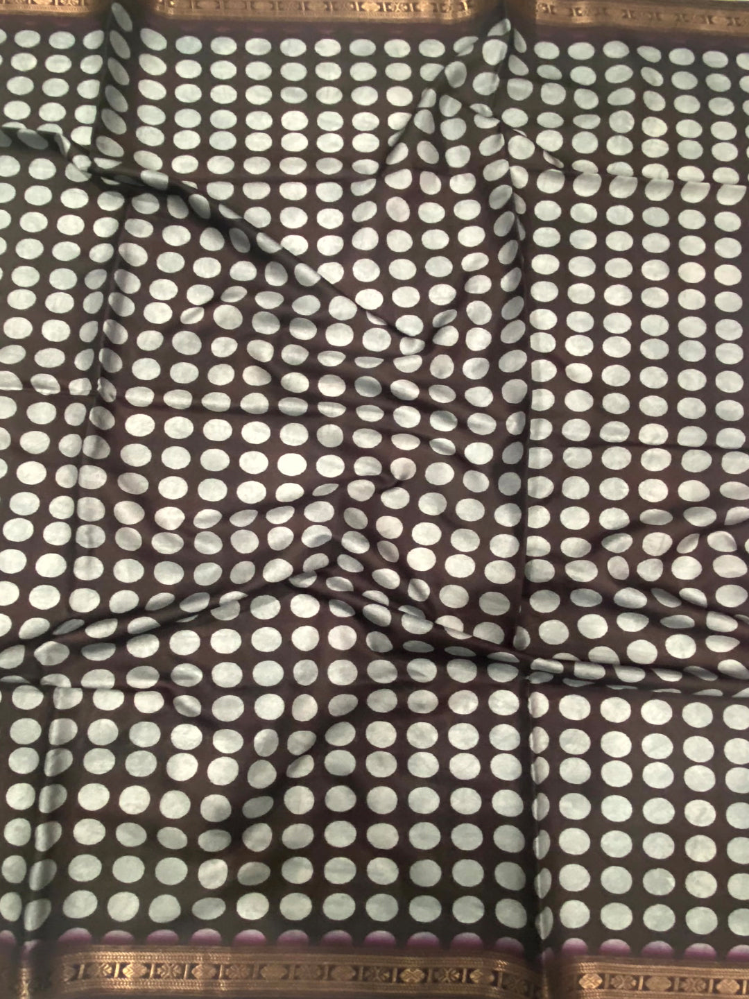 Lavender Soft Silk Polka Dot Print Saree by My Store