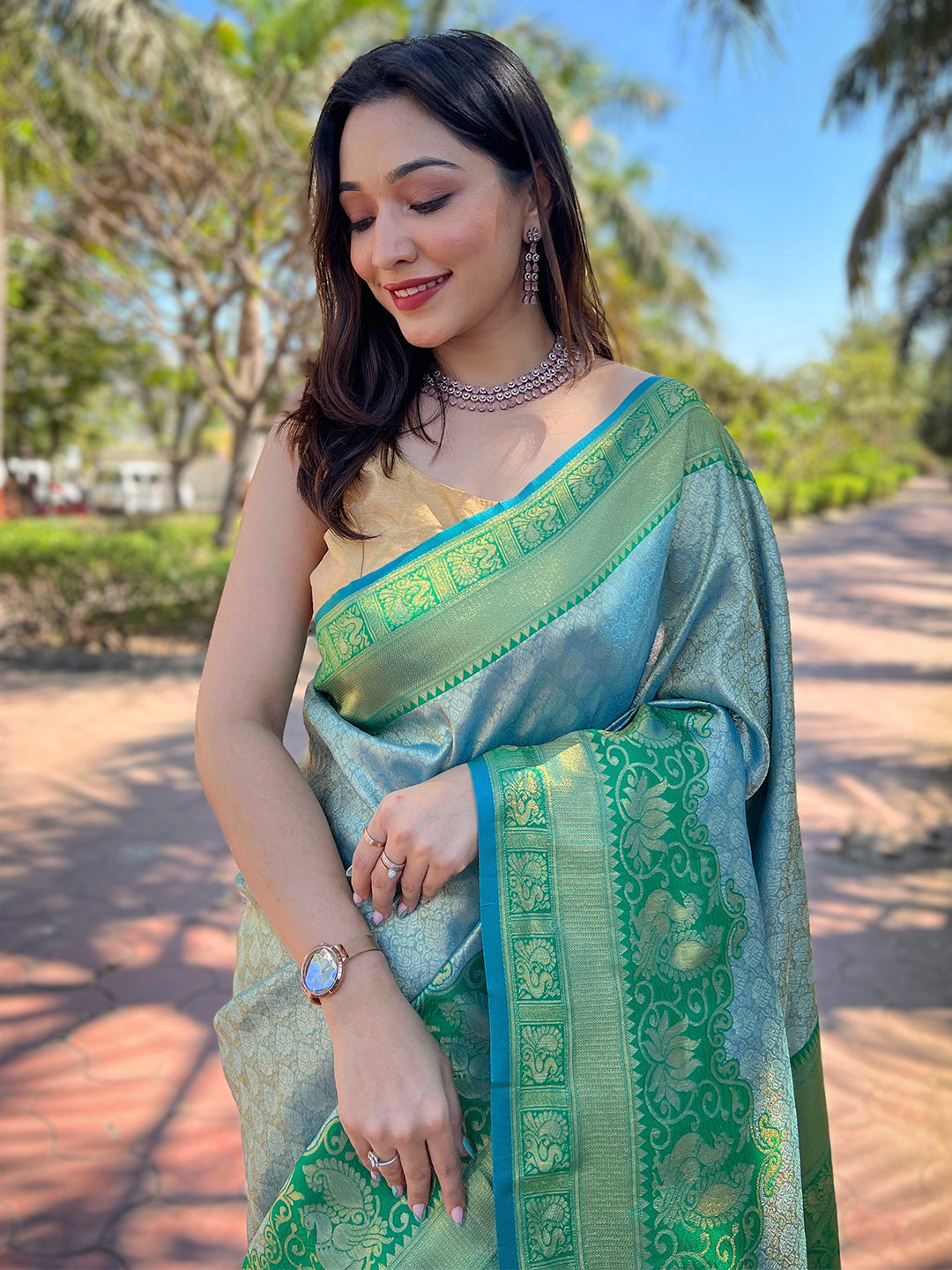Trendy One Gram Gold Tissue Kanjivaram Soft Silk Saree