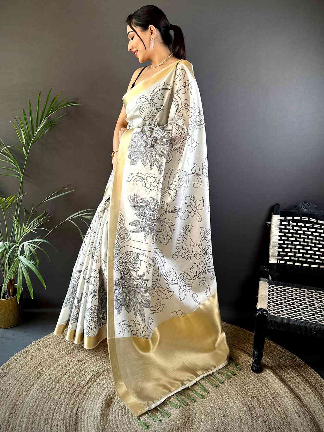 Graceful Pen Kalamkari Soft Tissue Silk Saree by My Store