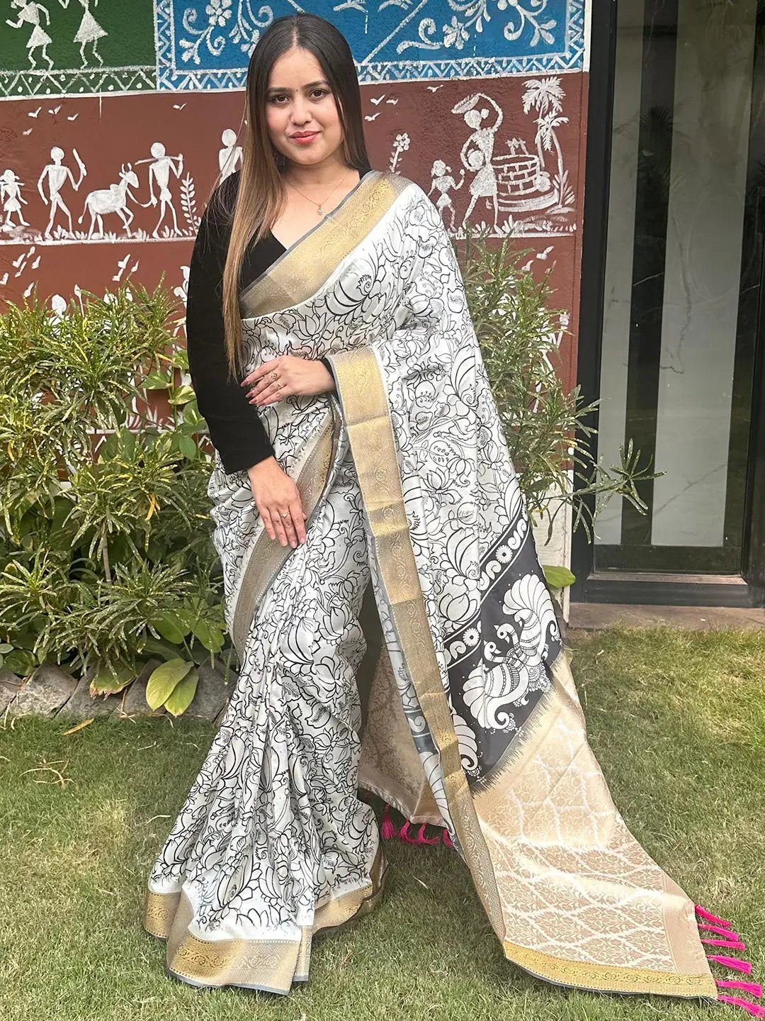 Stunning Kalamkari and Block Print Work Saree