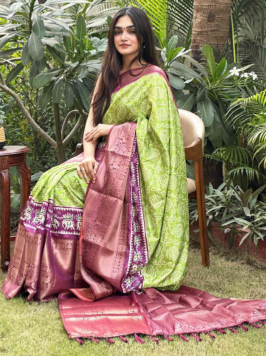 Soft Silk Bandhej Digital Printed Saree by My Store