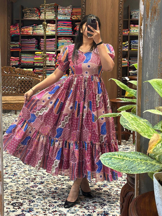 Desert Rose Patchwork Print Midi by My Store