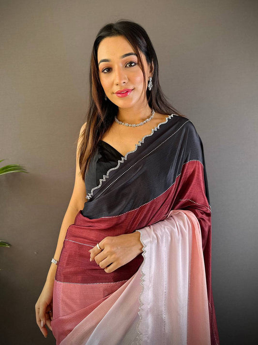 Celestial Glow Zarocan Chiffon Saree by My Store