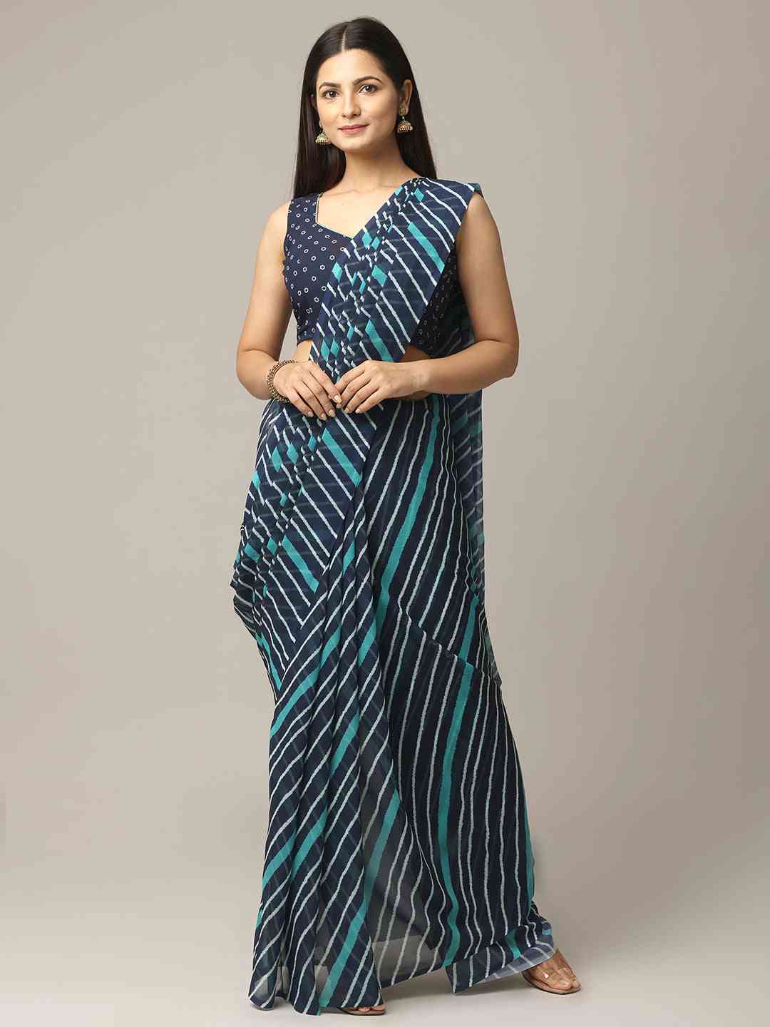 Leheriya Soft Georgette Digital Print Party Wear Saree by My Store