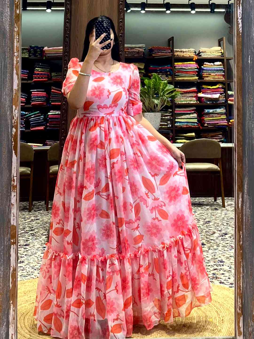 White Floral Georgette Dress