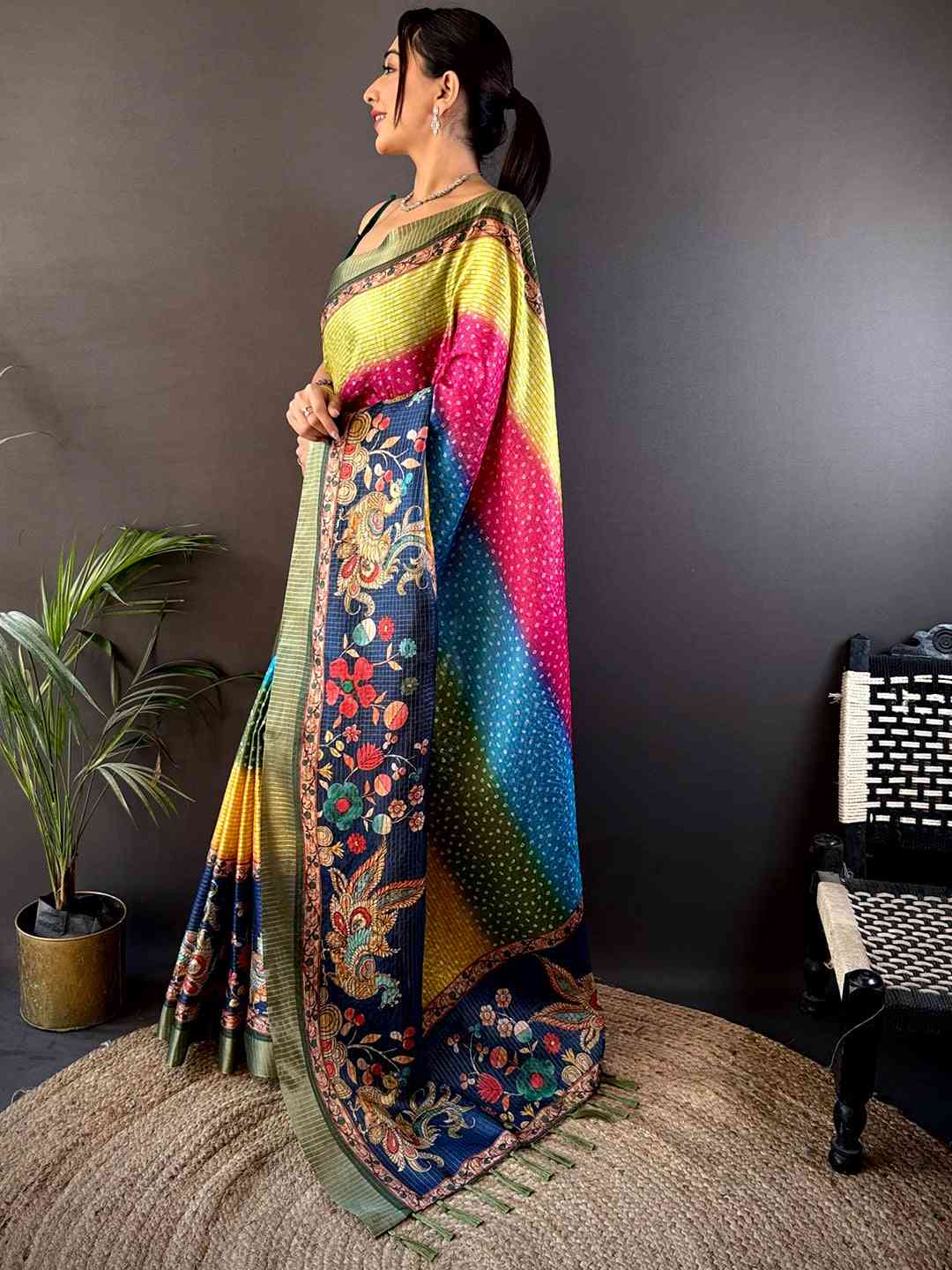 Allure Silk Blend Bandhani Print Saree
