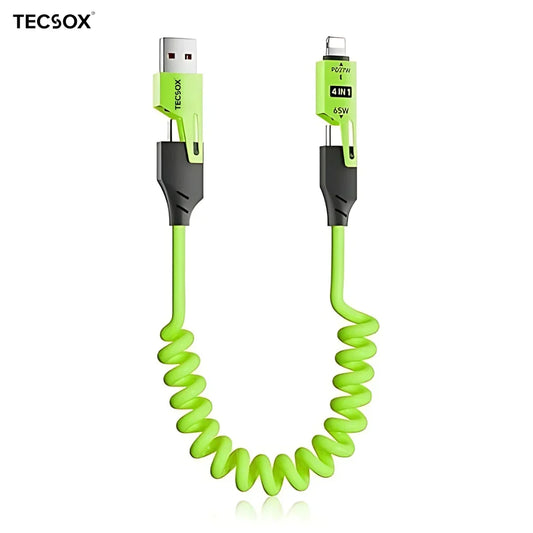 4in1 Coil  Fast Charging Type C Cable with Spring | 480Mbps Data Transfer