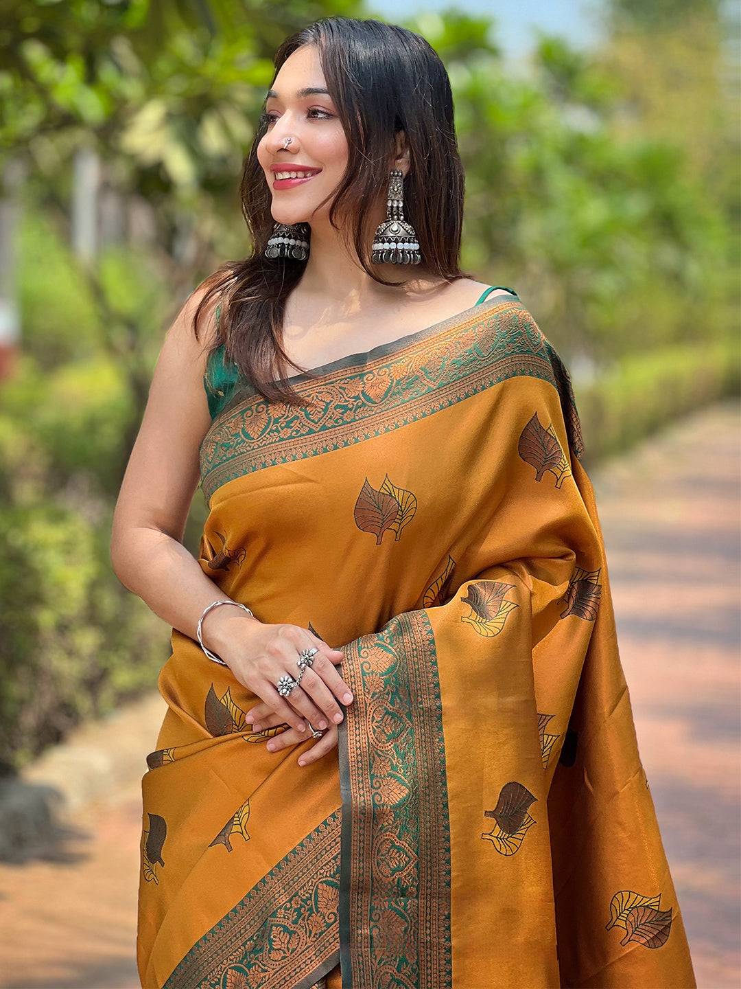 Butterscotch Kanjivaram Tissue Saree With Gold Zari Weaving