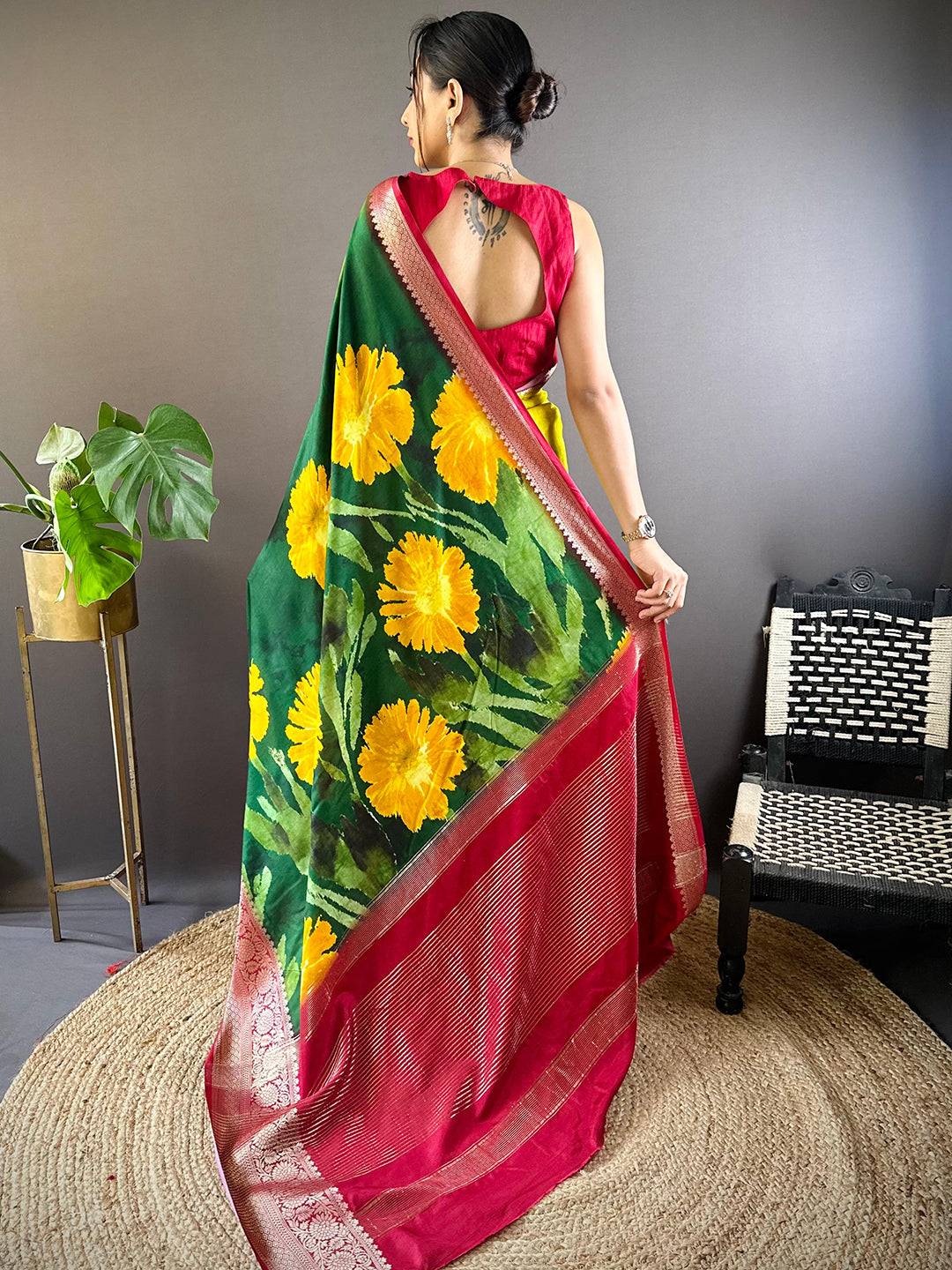 Majestic Zari Blossom Dola Silk Saree by My Store