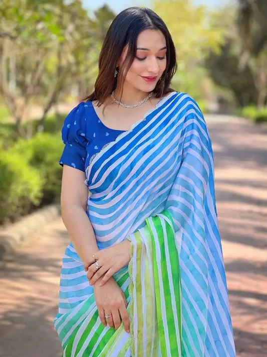 Beautiful Stripted Leheriya Saree