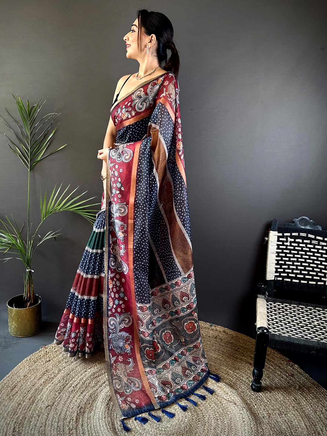 Radiant Soft Chanderi Cotton Bandhej Print Saree by My Store