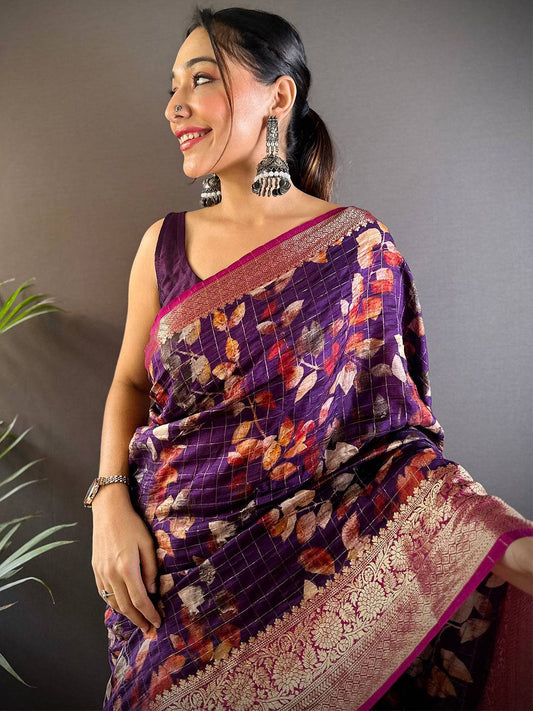 Floral Radiance Viscose Saree by My Store