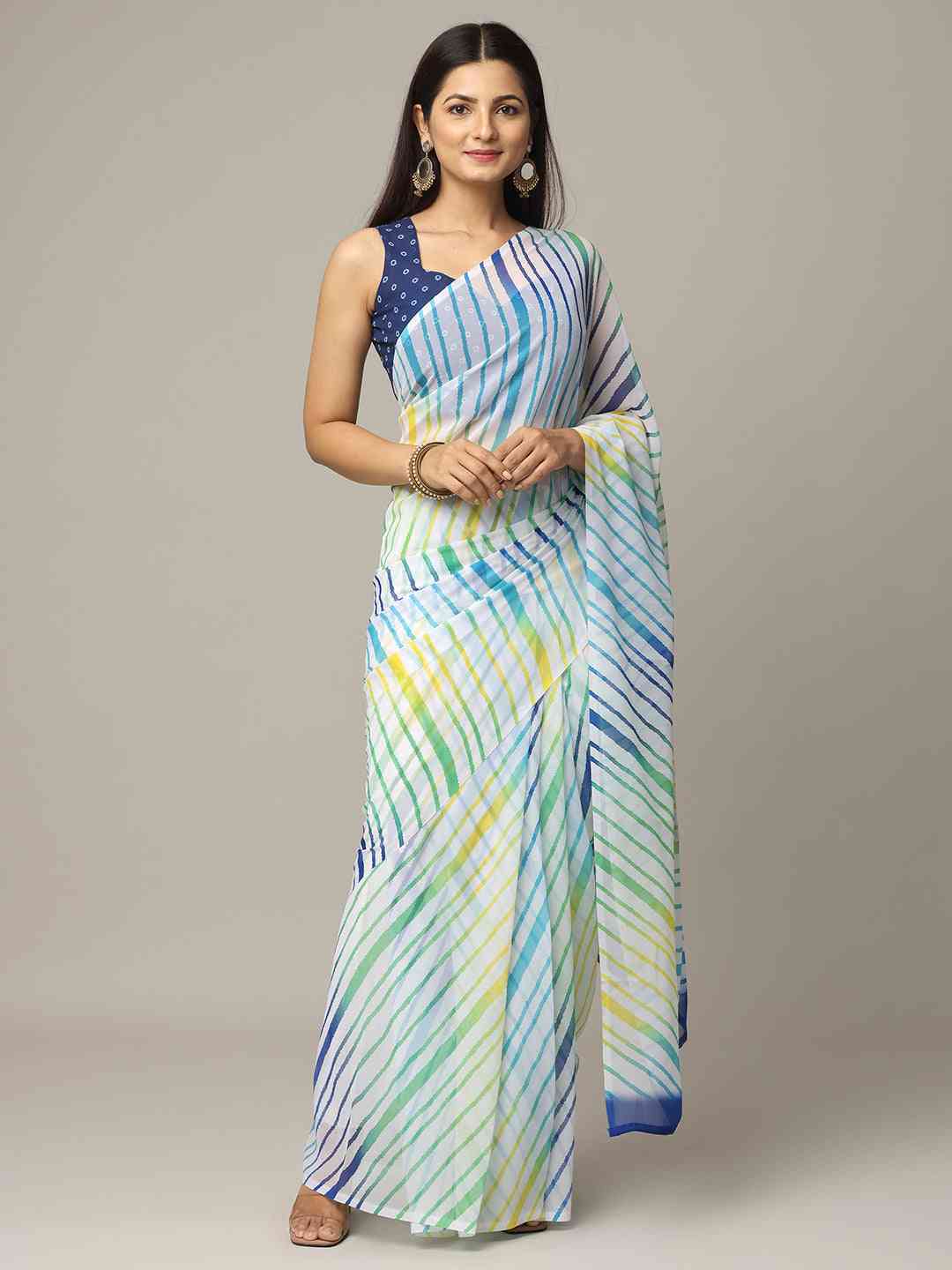 Leheriya Soft Georgette Digital Print Party Wear Saree by My Store