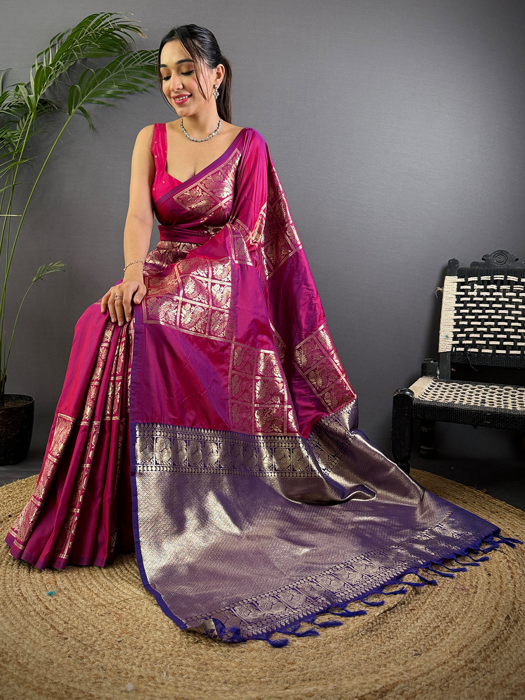 Wine Majesty Soft Silk Saree