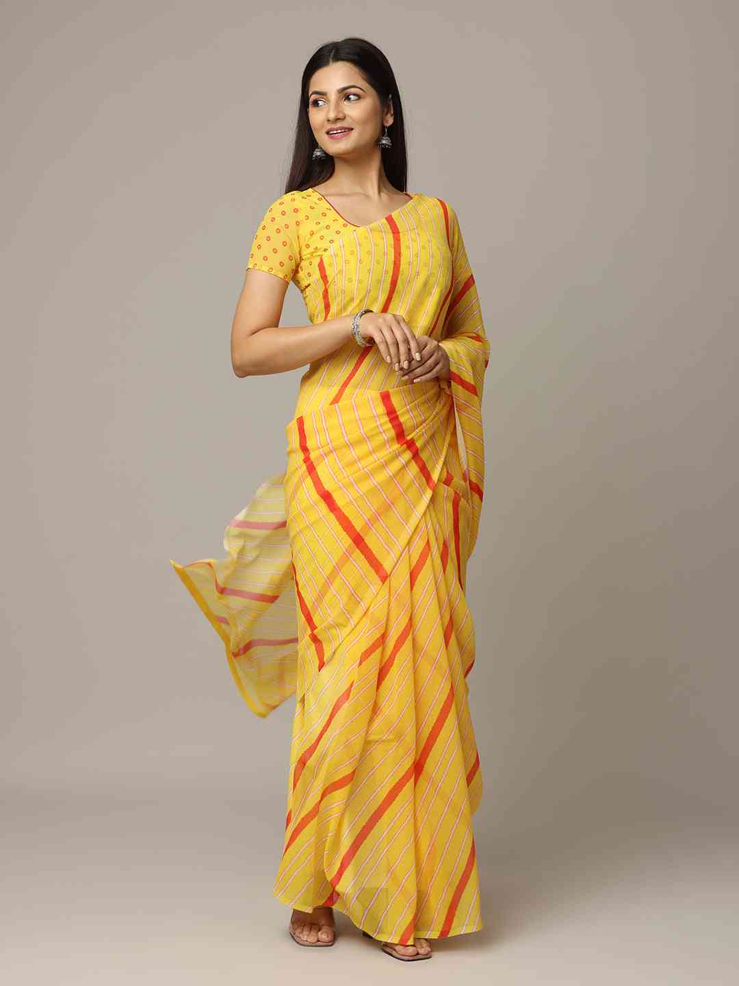 Leheriya Soft Georgette Digital Print Party Wear Saree by My Store