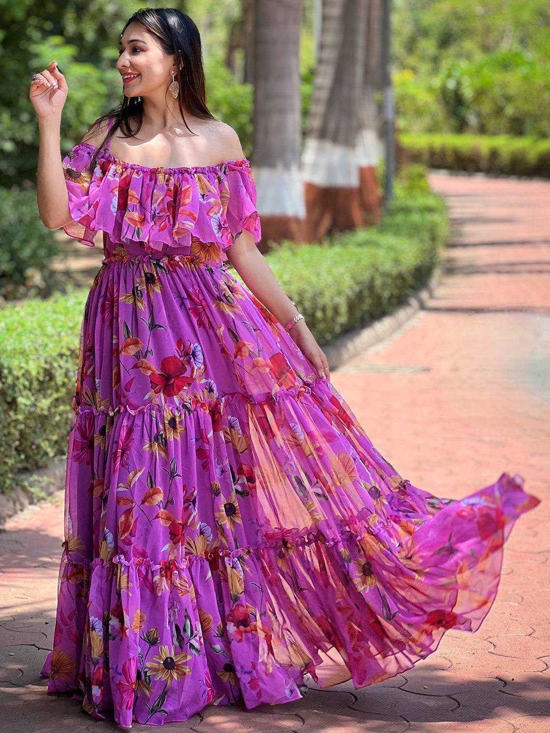 Orchid Bloom Off-shoulder Dress by My Store