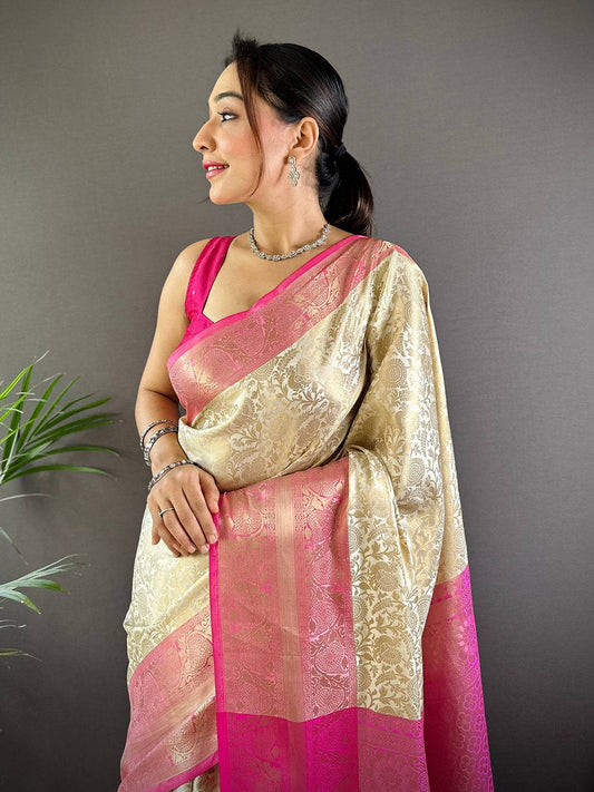 Royal Banarasi Kora Katan Silk Saree by My Store