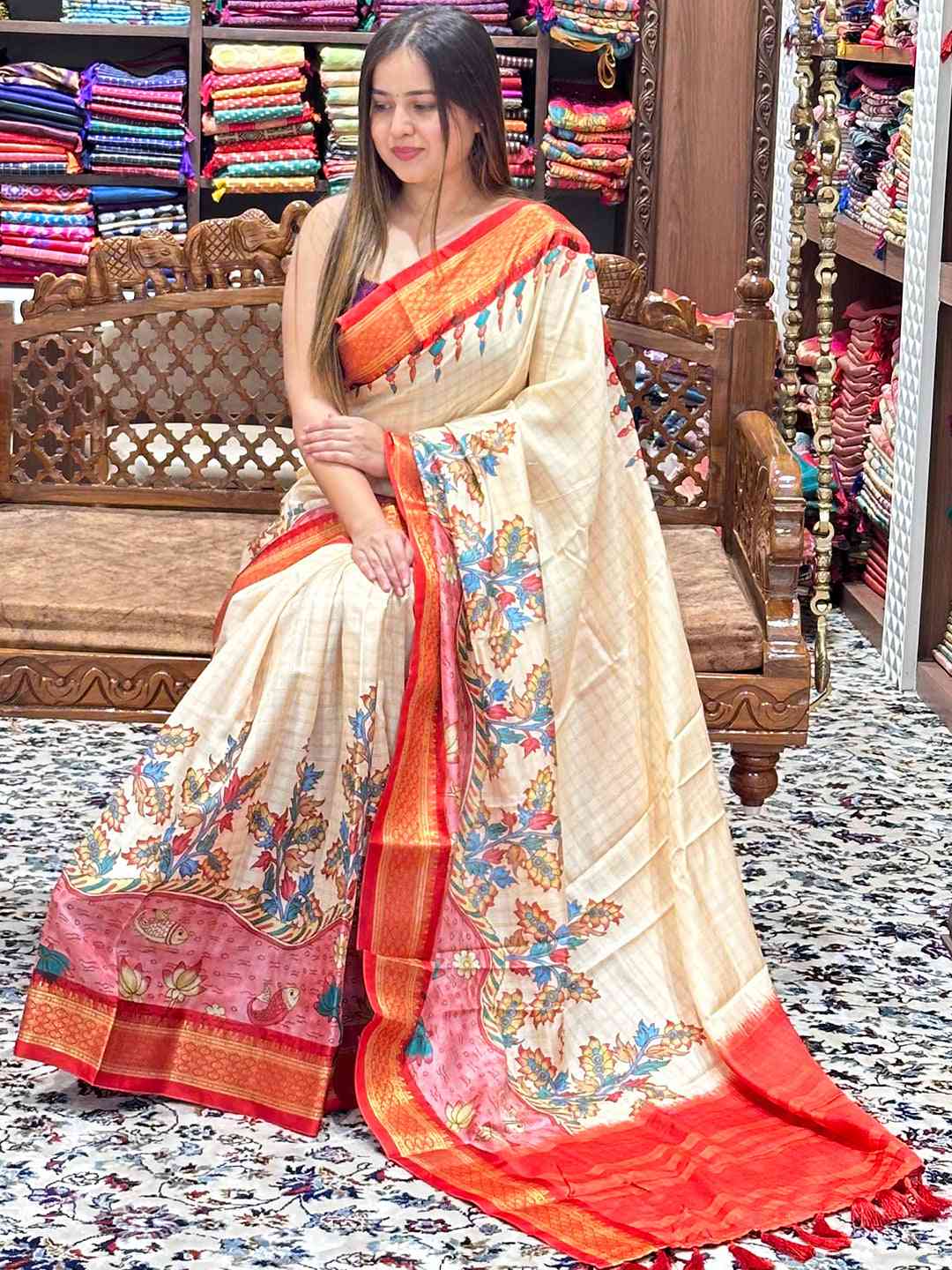 Uppada Silk Saree With Kalamkari Digital Print