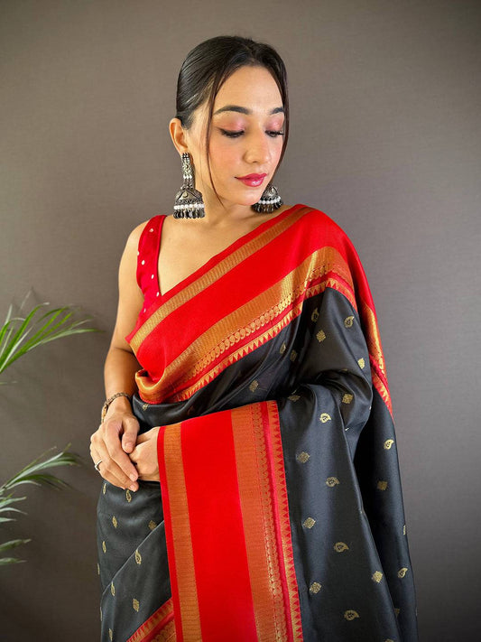 Premium Black Kanchi Rettepetta Sarees by My Store