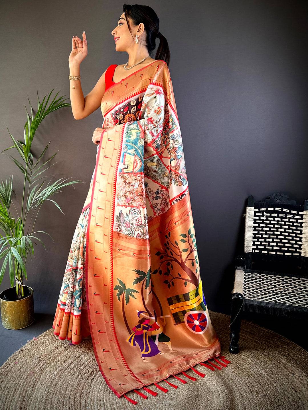 Soft Silk Kalamkari Printed Saree