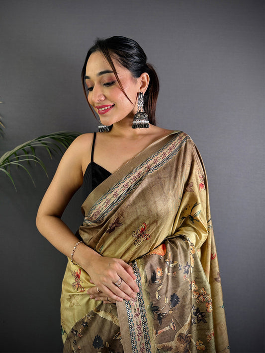 Opulent Soft Dola Silk Printed Saree by My Store