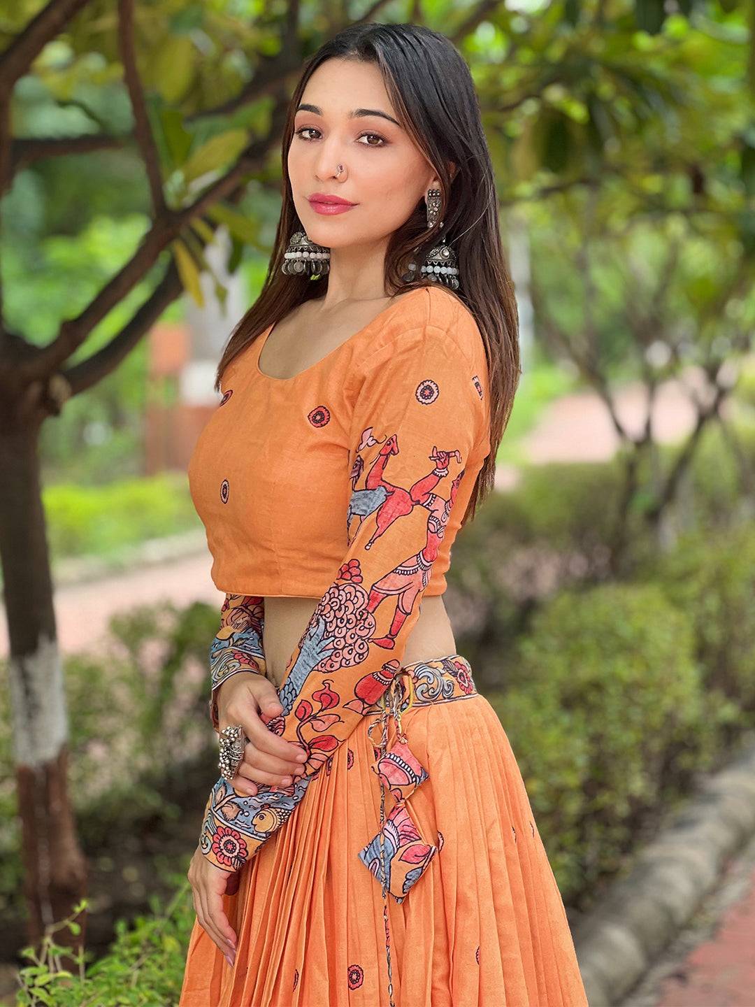 Merigold Yellow Kalamkari Lehenga Set by My Store