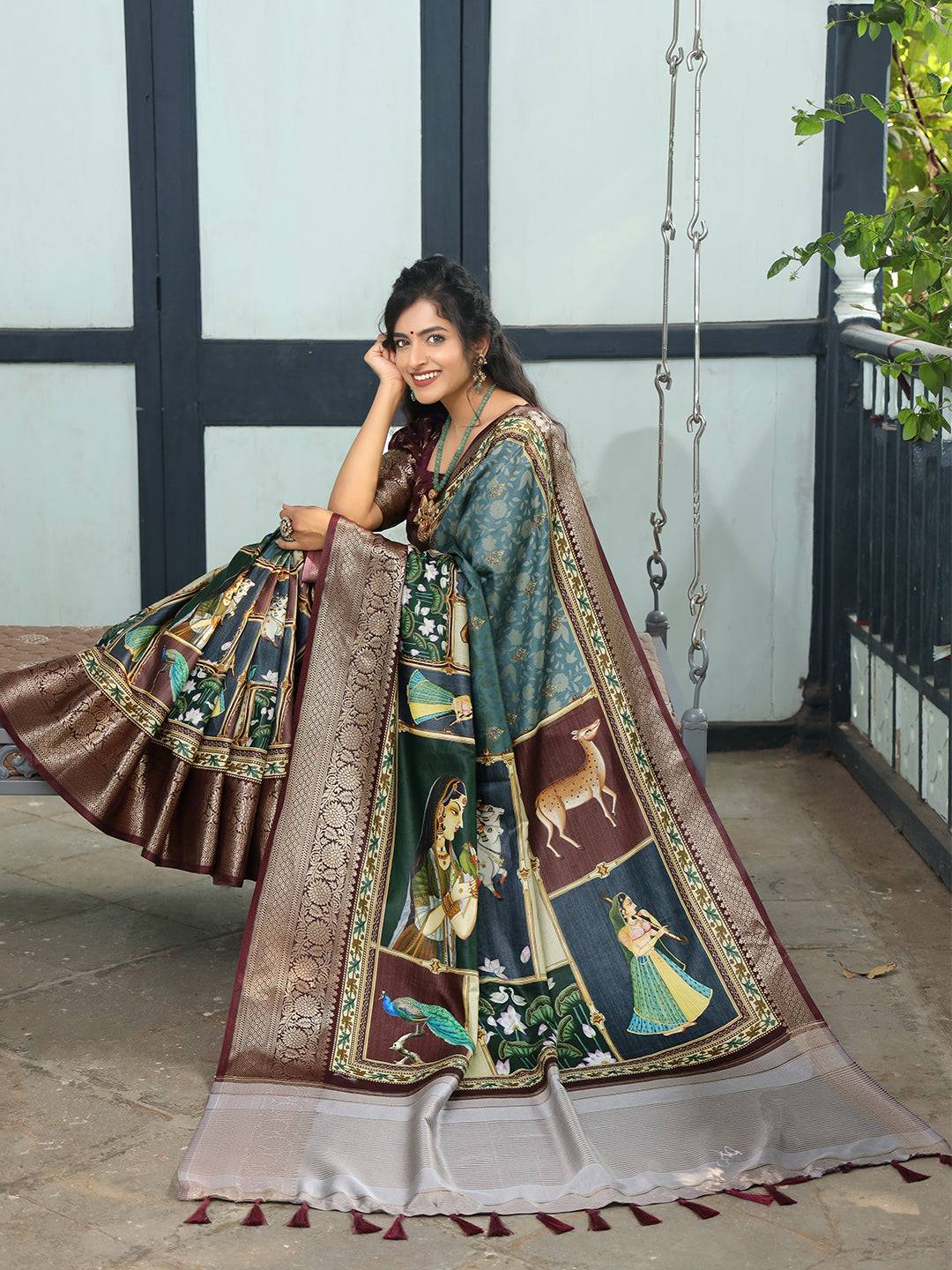 Pure Viscose Dola Silk Saree With Zari Weaving Pallu In Teal Colour - Luxe by My Store