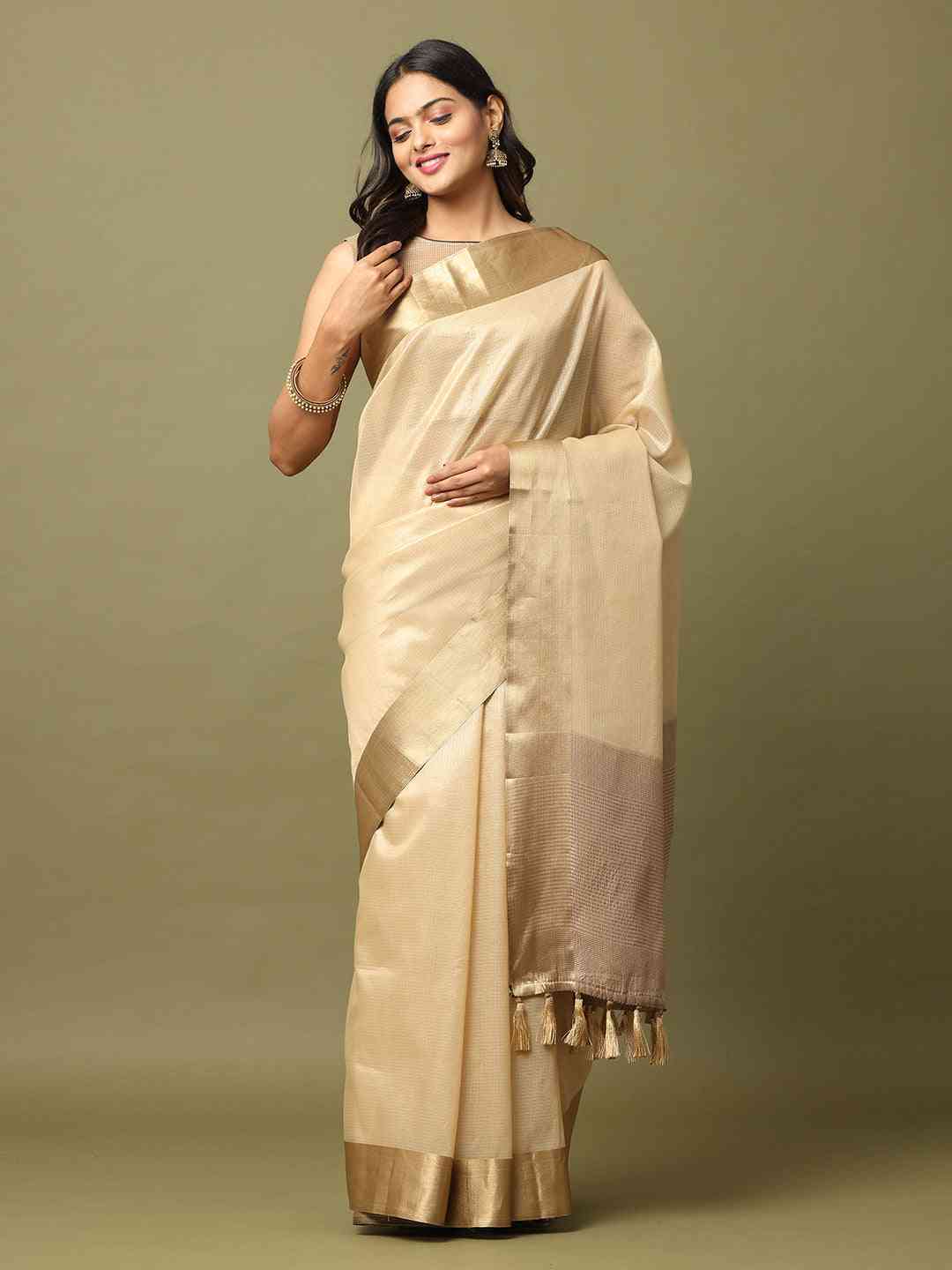 Banarasi Gold Colour Tissue Festive Wear Saree