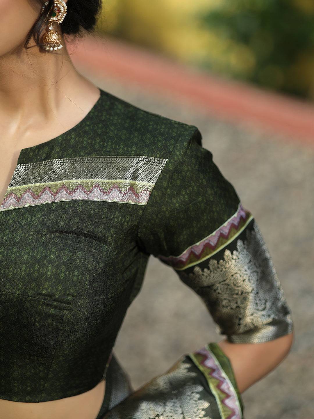 Green Colour Batik Pen kalamkari Saree With Zari Weaving Pallu - Luxe by My Store