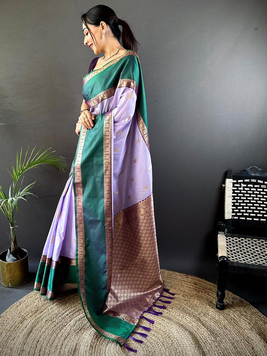 Lavender Gadhwal Pure Soft Silk Saree by My Store
