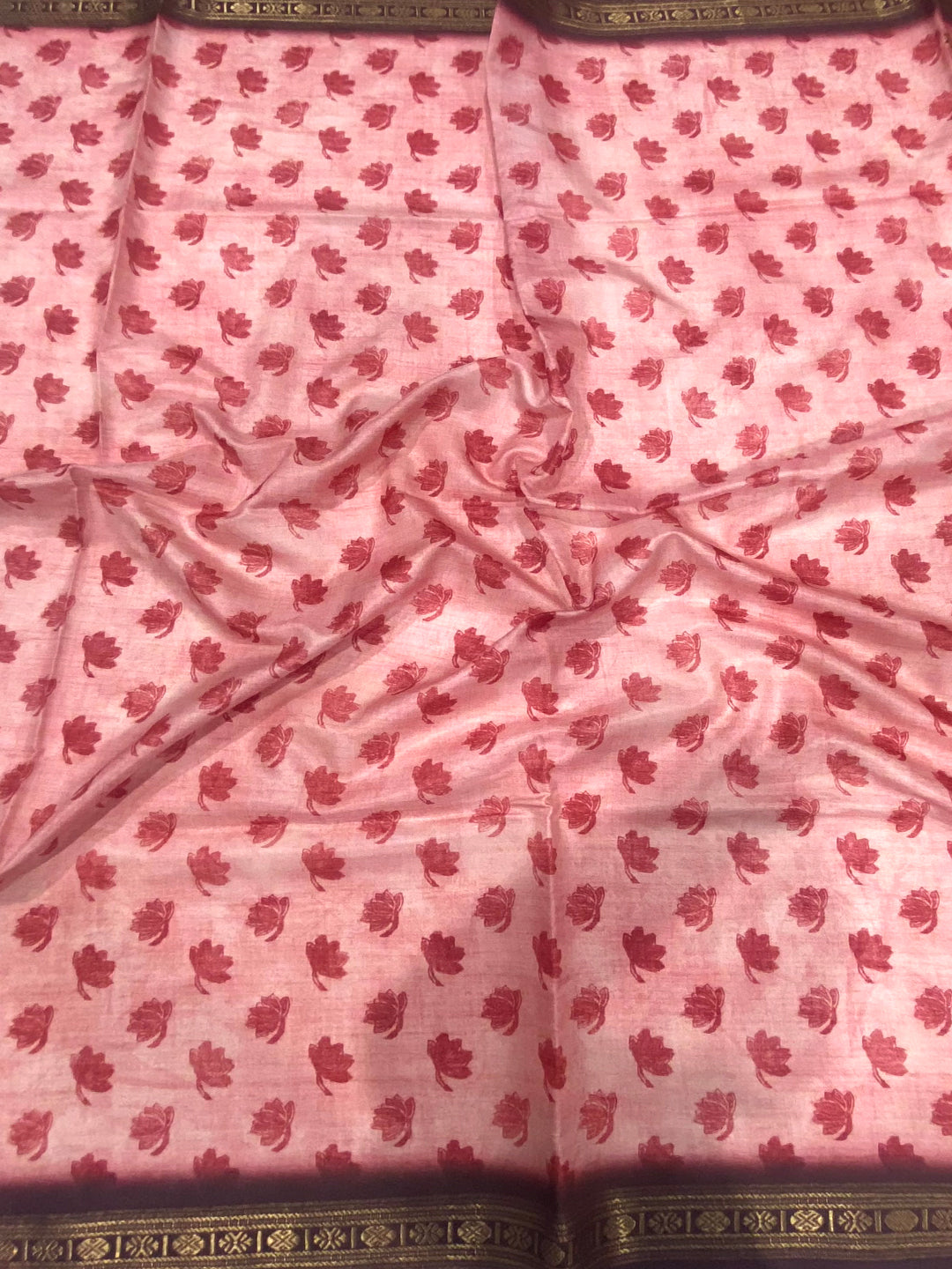 Pink Soft Silk Freehand Kalamkari Print Saree